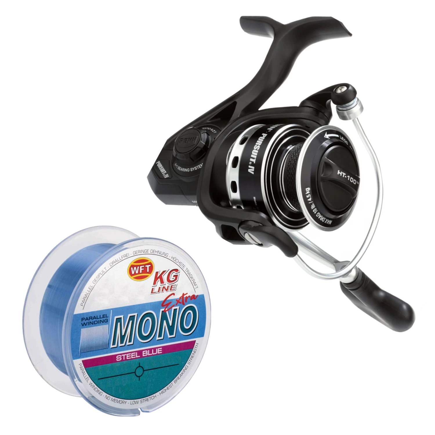 Angelset Hering Gr.XL 11 Teile Rute Rolle Schnur Kescher Vorfach Blei – Bild 3