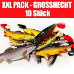 Jackson XXL Profi Grosshecht Köder Angelset 18 Bis 23cm – Gummifisch Set – 10 Stück