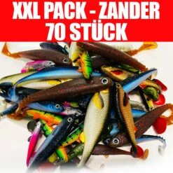 Jackson XXL Profi Zander Köder Angelset 8 Bis 14cm – Gummifisch Set – 70 Stück