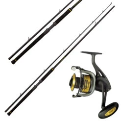 Black Cat Rolle Passion Pro & Black Cat Rute 3,30m 600g Wels Waller Angelset Profi Combo