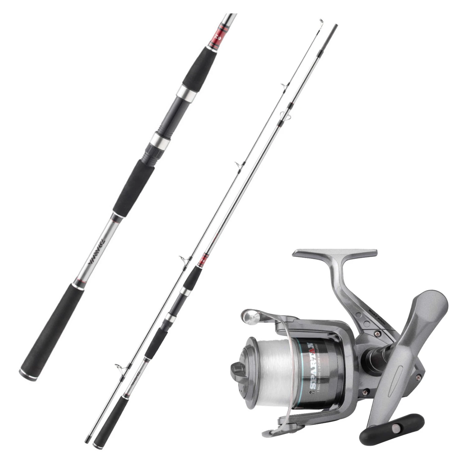Daiwa Rute + Spro Rolle + Schnur Meeresangeln Boot Combo Angelset
