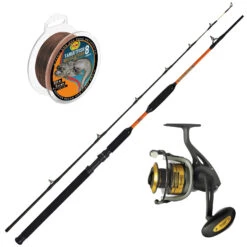 WFT Rute 3,50m 200-1000g & Black Cat Rolle Waller Wels Bank Angelset Combo